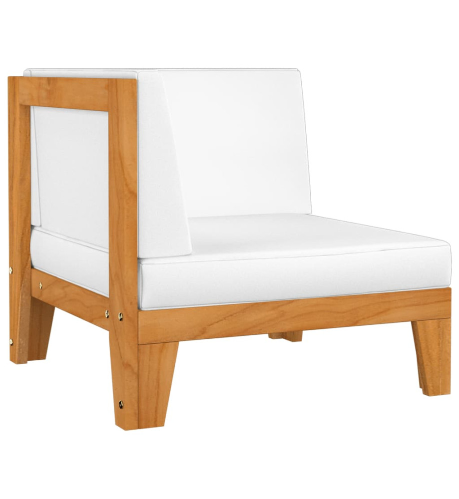 Canapé d'angle sectionnel et coussins blanc crème Bois d'acacia Canapé d'angle sectionnel et coussins blanc crème Bois d'acacia
