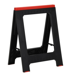 Tréteaux de travail pliables 2 pcs PP Noir et rouge 350 kg