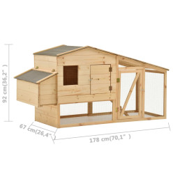 Poulailler Bois de pin massif 178x67x92 cm