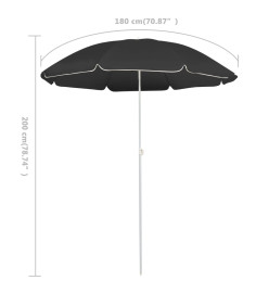 Parasol d'extérieur avec mât en acier Anthracite 180 cm