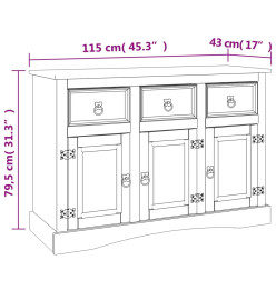 Buffet Corona 115x43x79,5 cm bois massif pin mexicain