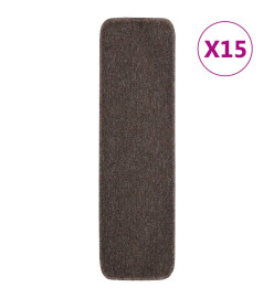 Tapis escalier antidérapants 15pcs 75x20cm Marron Rectangulaire