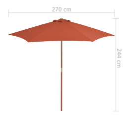 Parasol d'extérieur avec mât en bois 270 cm Terre cuite