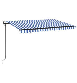 Auvent automatique capteur de vent/LED 400x300 cm Bleu et blanc