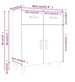 Buffet Gris béton 69,5x34x89 cm Bois d'ingénierie