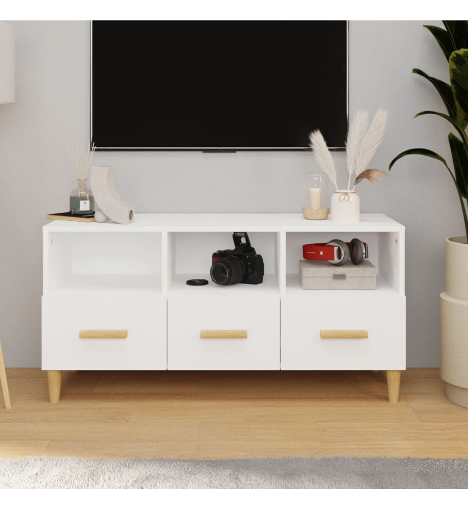 Meuble TV Blanc 102x36x50 cm Bois d'ingénierie