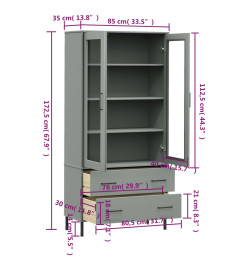 Bibliothèque avec pieds en métal Gris 85x35x172,5 cm Bois OSLO