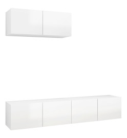 Meubles TV 3 pcs Blanc brillant Aggloméré