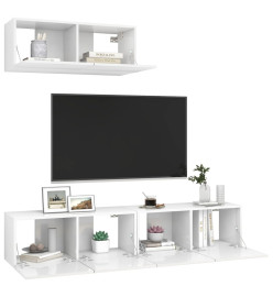 Meubles TV 3 pcs Blanc brillant Aggloméré