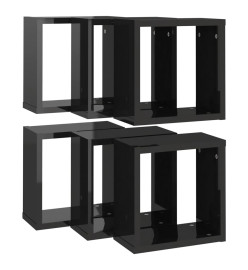 Étagères cube murales 6 pcs Noir brillant 30x15x30 cm