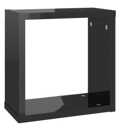 Étagères cube murales 6 pcs Noir brillant 30x15x30 cm