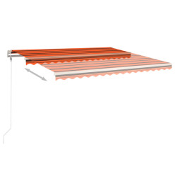 Auvent rétractable automatique et poteaux 4,5x3 m Orange marron