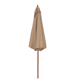 Parasol d'extérieur avec mât en bois 300 cm Taupe