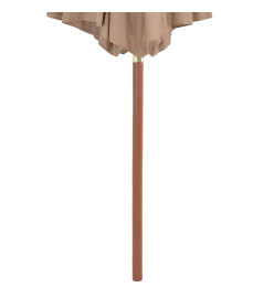 Parasol d'extérieur avec mât en bois 300 cm Taupe