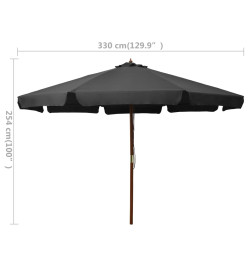 Parasol avec mât en bois 330 cm Anthracite