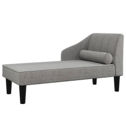 Chaise longue avec traversin gris clair tissu