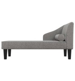 Chaise longue avec traversin gris clair tissu