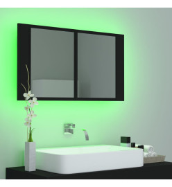 Armoire à miroir de salle de bain LED Noir 80x12x45 Acrylique