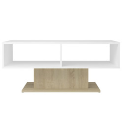 Table basse Blanc et chêne sonoma 103,5x50x44,5 cm Aggloméré