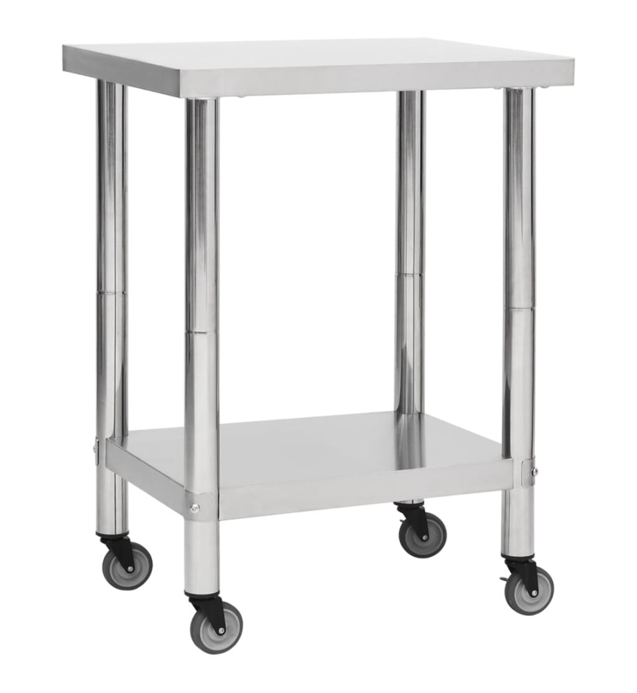 Table de travail de cuisine avec roues 80x45x85 cm Inox