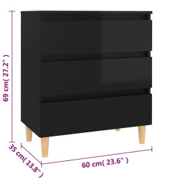 Buffet Noir brillant 60x35x69 cm Aggloméré