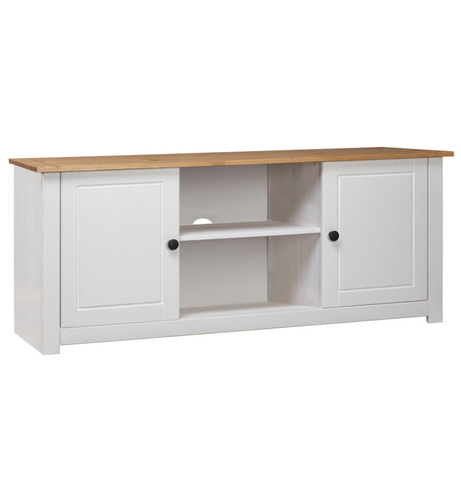 Meuble TV Blanc 120x40x50 cm Bois de pin massif Gamme Panama