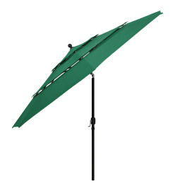 Parasol à 3 niveaux avec mât en aluminium Vert 3,5 m