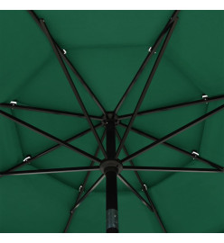 Parasol à 3 niveaux avec mât en aluminium Vert 3,5 m