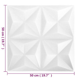 Panneaux muraux 3D 12 pcs 50x50 cm Blanc origami 3 m²