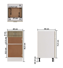 Armoire de plancher tiroir Chêne sonoma 40x46x81,5 cm Aggloméré