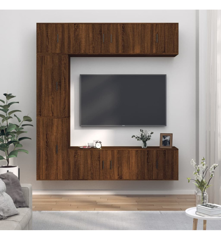 Ensemble de meubles TV 7 pcs Chêne marron Bois d'ingénierie