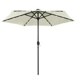 Parasol avec LED et mât en aluminium 270 cm Blanc sable