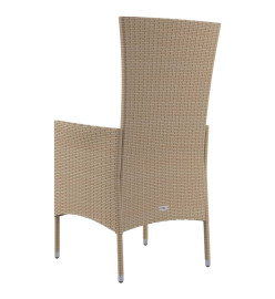 Chaises de jardin avec coussins 4 pcs Résine tressée Beige