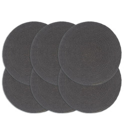 Napperons 6 pcs Gris foncé Plain 38 cm Rond Coton