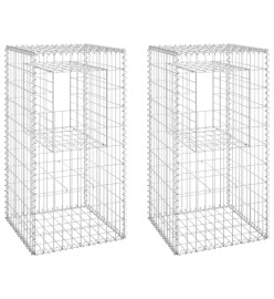 Poteaux à panier de gabion 2 pcs 50x50x100 cm Fer