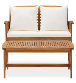 Salon de jardin 2 pcs avec coussins Bois d'acacia solide