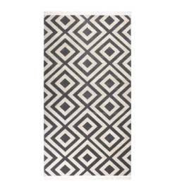 Tapis à tissage plat d'extérieur 80x150 cm Noir et beige clair