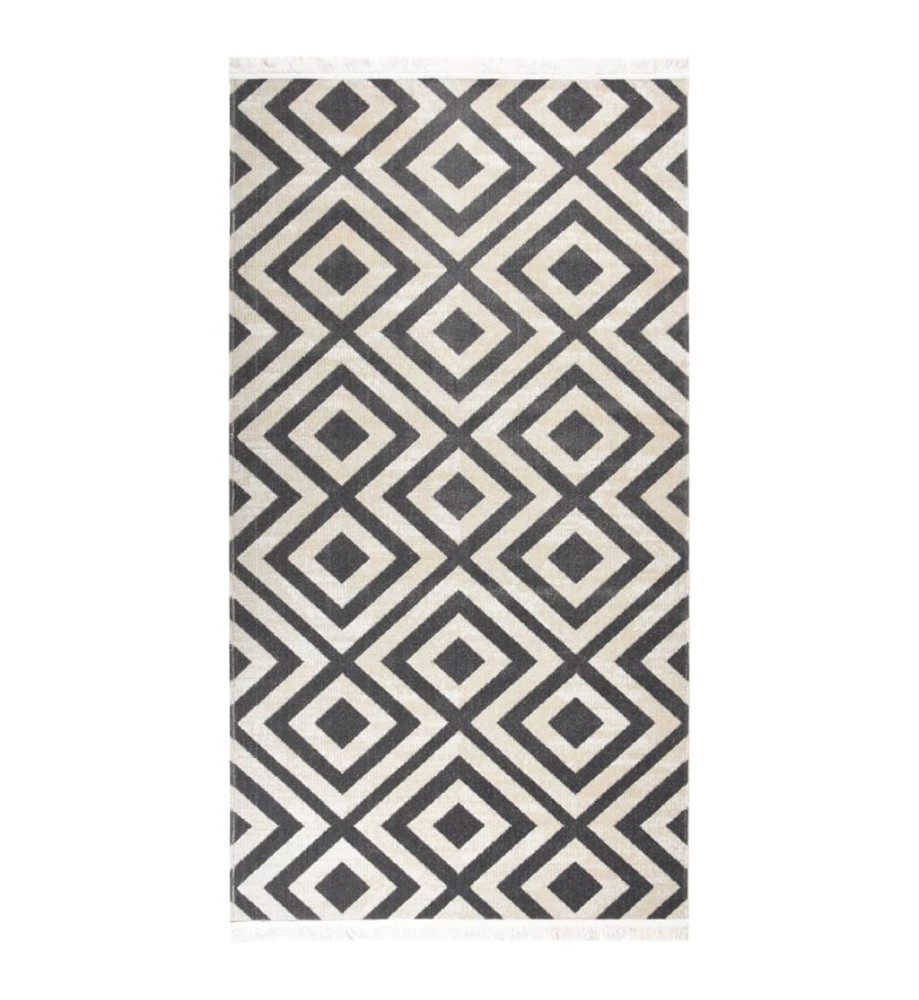 Tapis à tissage plat d'extérieur 80x150 cm Noir et beige clair