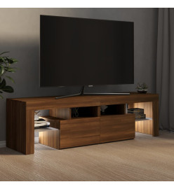 Meuble TV avec lumières LED Chêne marron 140x36,5x40 cm