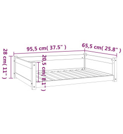 Lit pour chien Noir 95,5x65,5x28 cm Bois de pin solide