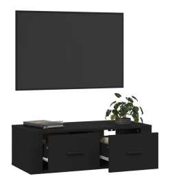 Meuble TV suspendu Noir 80x36x25 cm Bois d'ingénierie