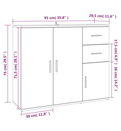 Buffet Gris béton 91x29,5x75 cm Bois d'ingénierie