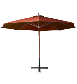 Parasol suspendu avec mât Terre cuite 3,5x2,9 m Bois de sapin