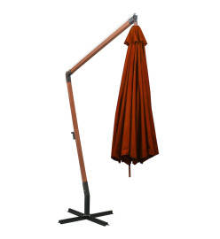 Parasol suspendu avec mât Terre cuite 3,5x2,9 m Bois de sapin