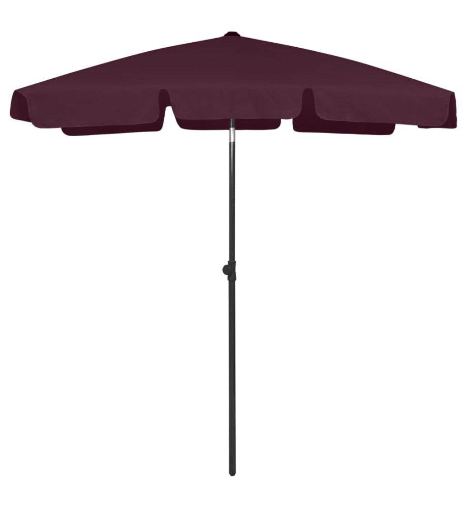 Parasol de plage rouge bordeaux 180x120 cm