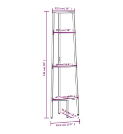 Étagère d'angle 4 niveaux Marron clair et noir 45,5x31,5x150 cm