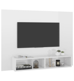 Meuble TV mural Blanc brillant 120x23,5x90 cm Aggloméré