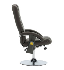 Fauteuil de massage avec repose-pied gris similicuir