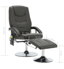 Fauteuil de massage avec repose-pied gris similicuir