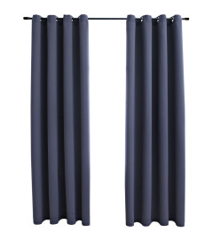 Rideaux occultants avec anneaux Métal 2pcs Anthracite 140x245cm